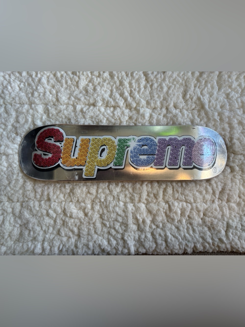 Supreme Bling Box Logo Skate Deck Silver/Platinum SS22